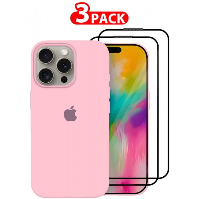 MARGOUN for iPhone 16 Pro 3 Pack Case and 2 Screen Protectors, Slim Silicone Case, Full Covered Anti Scratch Shockproof Protective Cover /2