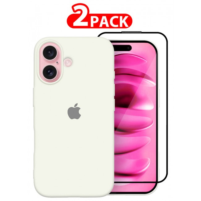 MARGOUN for iPhone 16 2 Pack Case and Screen Protector, Slim Silicone Case, Full Covered Anti Scratch Shockproof Protective Cover /4