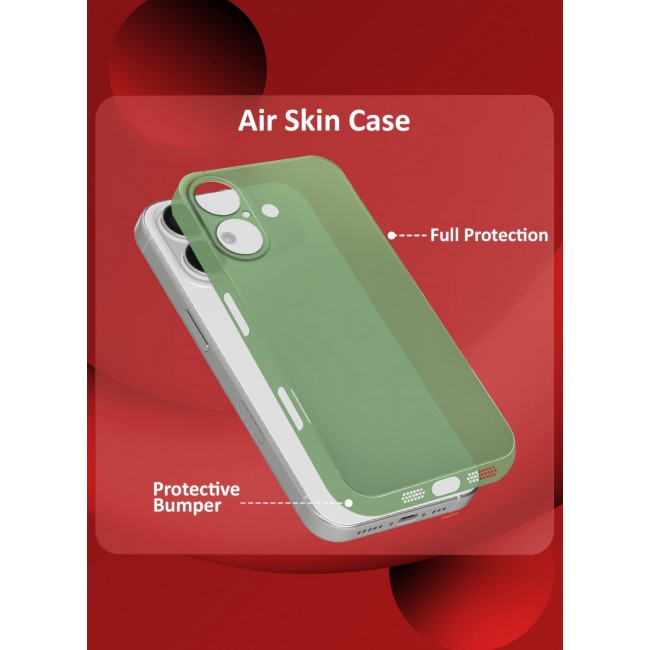 MARGOUN for iPhone 16 Case Cover Air Skin Series Back Cover Sturdy Durable Thin Case Drop Protection Cover Clear / Green