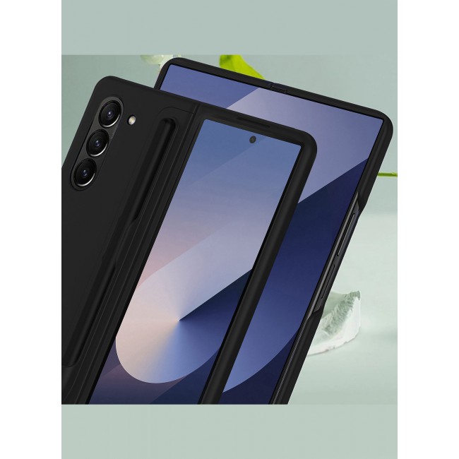 MARGOUN for Galaxy Z Fold 6 Case, with S Pen &amp; S Pen Holder, Built-in Hinge Protection &amp; Durable Kickstand Drop-Proof Military Grade Protection Phone Case / Black