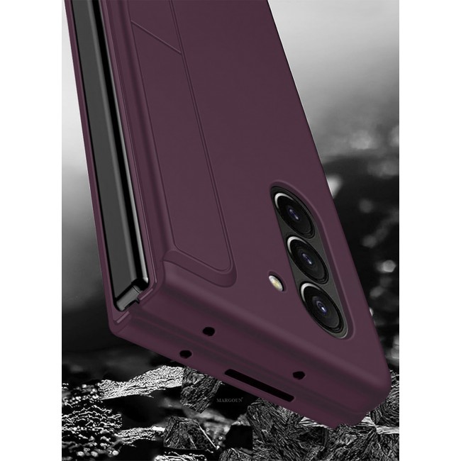 MARGOUN for Galaxy Z Fold 6 Case, with S Pen &amp; S Pen Holder, Built-in Hinge Protection &amp; Durable Kickstand Drop-Proof Military Grade Protection Phone Case / Maroon