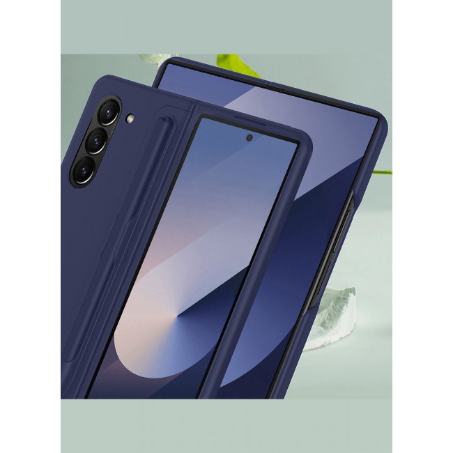 MARGOUN for Galaxy Z Fold 6 Case, with S Pen &amp; S Pen Holder, Built-in Hinge Protection &amp; Durable Kickstand Drop-Proof Military Grade Protection Phone Case / Dark Blue