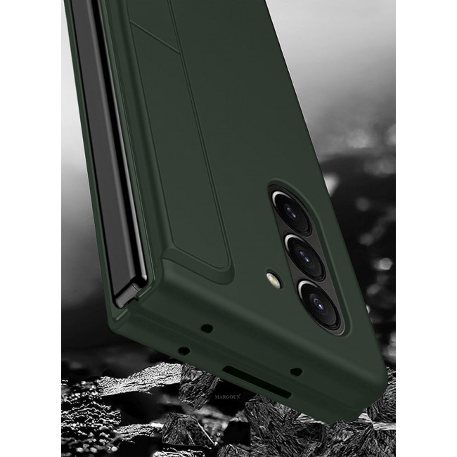 MARGOUN for Galaxy Z Fold 6 Case, with S Pen &amp; S Pen Holder, Built-in Hinge Protection &amp; Durable Kickstand Drop-Proof Military Grade Protection Phone Case / Dark Green