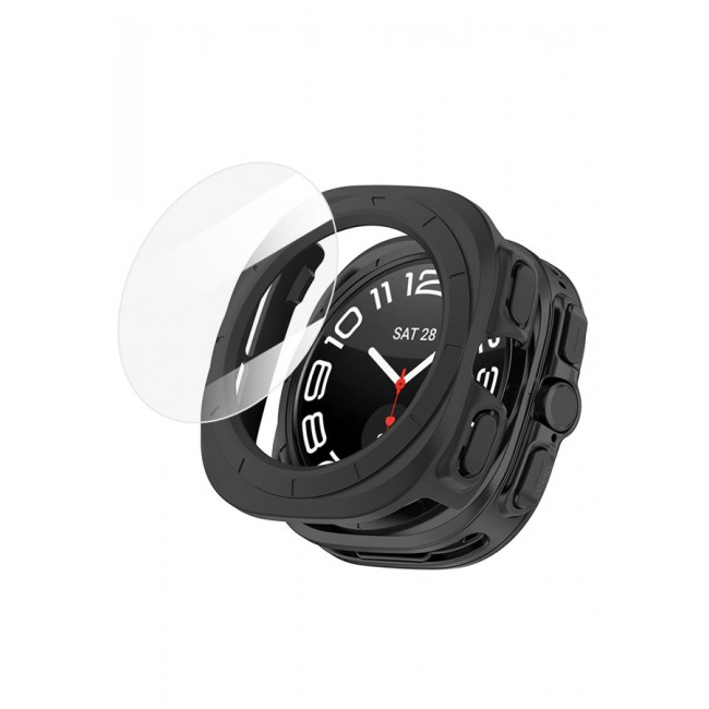CATANES for Samsung Galaxy Watch 7 Ultra 2 Pack Case and Screen Protector Hard PC Bumper Set Frame protection around The perimeter, not covering The screen Black