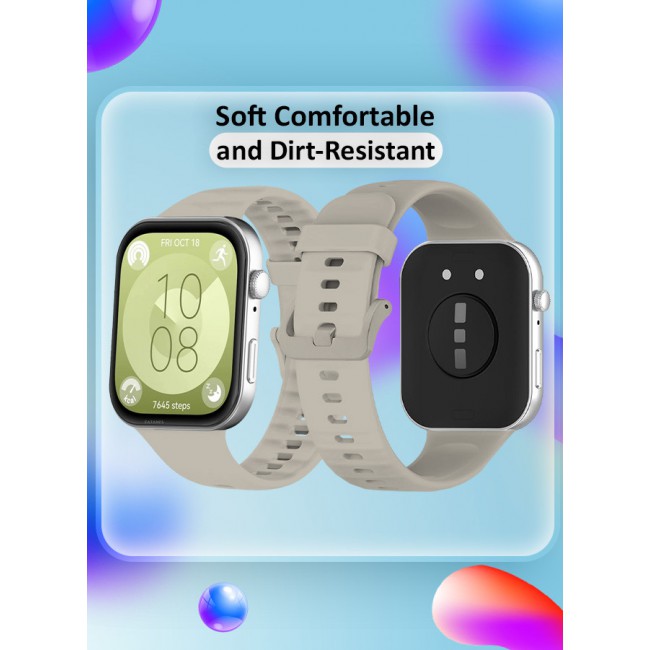CATANES for Watch Fit 3 Silicone Sport Band, Soft Adjustable Sport Breathable Replacement Watch Strap Loop /Sand