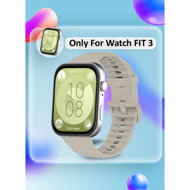 CATANES for Watch Fit 3 Silicone Sport Band, Soft Adjustable Sport Breathable Replacement Watch Strap Loop /Sand