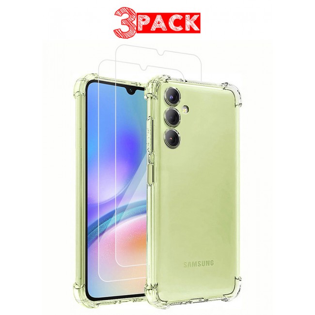 MARGOUN for Samsung Galaxy A05s 3 Pack Clear Case and 2 Screen Protectors Ultra Slim Thin Flexible Scratch Resistant Transparent TPU Shockproof Case