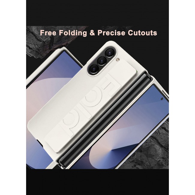 MARGOUN for Samsung Galaxy Z Fold 6 2024 Case, Slim and Lightweight Design, Wrist Strap Handheld Folding Mobile Phone Protective Case / White