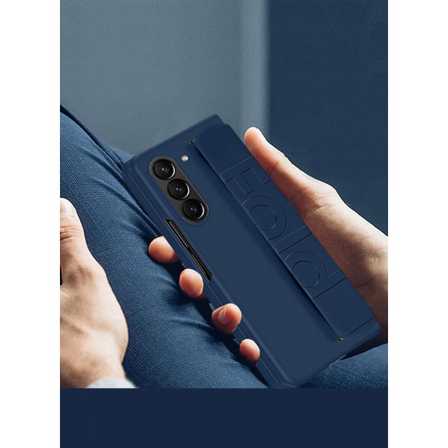 MARGOUN for Samsung Galaxy Z Fold 6 2024 Case, Slim and Lightweight Design, Wrist Strap Handheld Folding Mobile Phone Protective Case / Dark Blue
