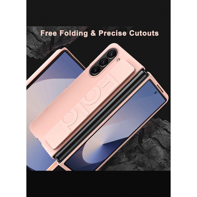 MARGOUN for Samsung Galaxy Z Fold 6 2024 Case, Slim and Lightweight Design, Wrist Strap Handheld Folding Mobile Phone Protective Case / Pink