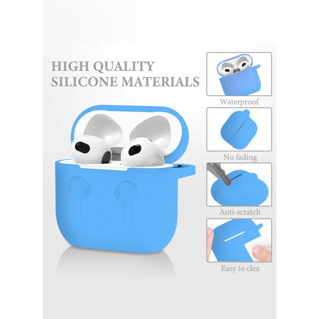 CATANES for Airpods 4 2024 Case Soft Silicone Elegant Cover with Keychain / Sky Blue Color