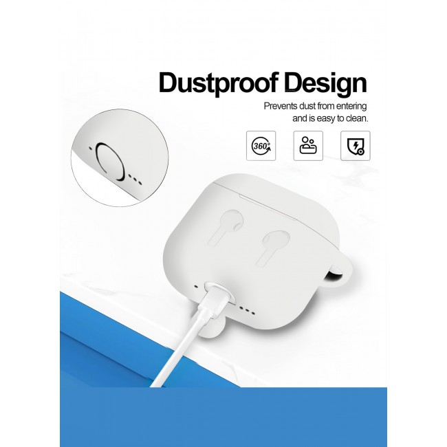 CATANES for Airpods 4 2024 Case Soft Silicone Elegant Cover with Keychain / White Color