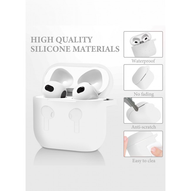 CATANES for Airpods 4 2024 Case Soft Silicone Elegant Cover with Keychain / White Color