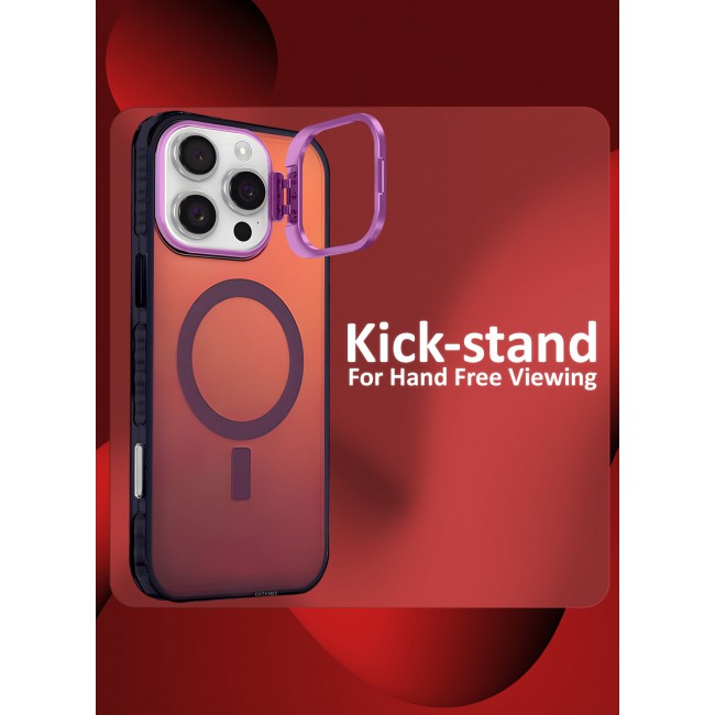 CATANES iPhone 16 Pro Max 3 Pack, 1 Case and 2 Screen Protectors, Gradient Holographic Iridescent MagSafe Case,Kickstand Case Cover / Holographic Maroon Colour