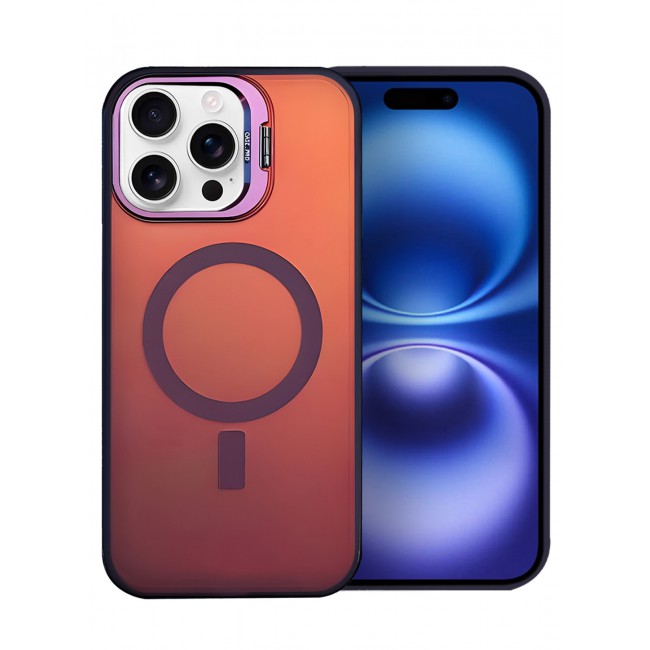 CATANES iPhone 16 Pro Max 3 Pack, 1 Case and 2 Screen Protectors, Gradient Holographic Iridescent MagSafe Case,Kickstand Case Cover / Holographic Maroon Colour