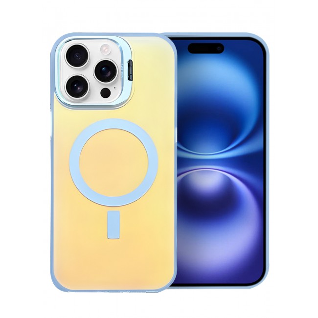 CATANES iPhone 15 Pro Max Case, Gradient Holographic Iridescent MagSafe Case,Kickstand Case Cover / Holographic Light Blue Colour