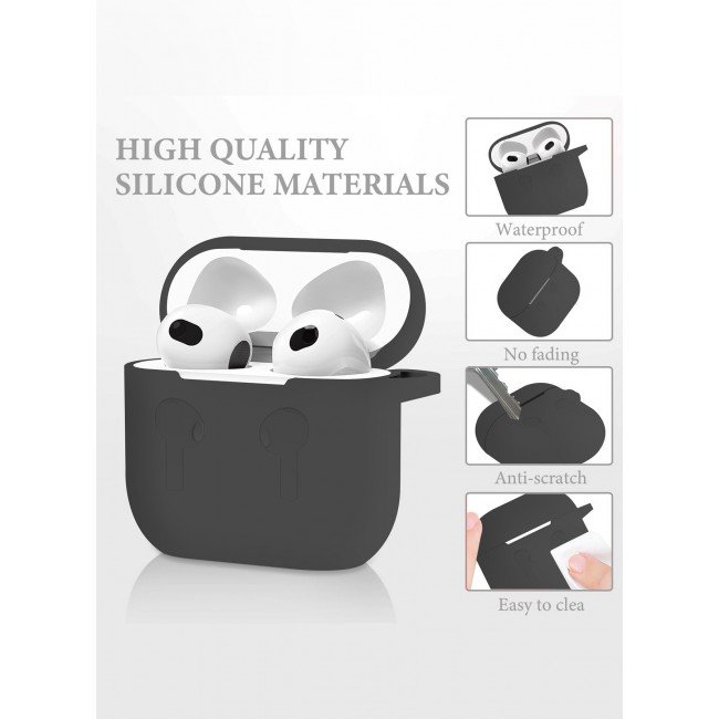 CATANES for Airpods 4 2024 Case Soft Silicone Elegant Cover with Keychain / Black Color
