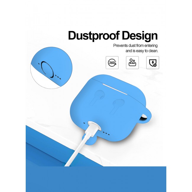 CATANES for Airpods 4 2024 Case Soft Silicone Elegant Cover with Keychain / Sky Blue Color
