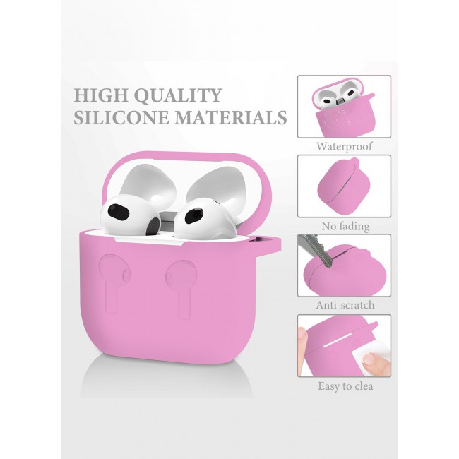 CATANES for Airpods 4 2024 Case Soft Silicone Elegant Cover with Keychain / Pink Color