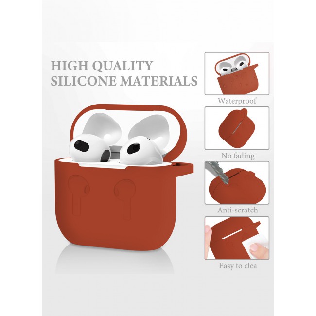 CATANES for Airpods 4 2024 Case Soft Silicone Elegant Cover with Keychain / Red Color