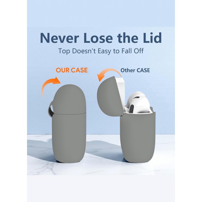 CATANES for Airpods 4 2024 Case Soft Silicone Elegant Cover with Keychain / Light Grey Color