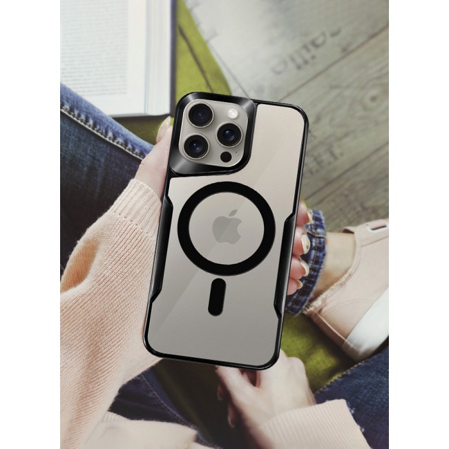 CATANES iPhone 15 Pro Max Case Magnetic Phone Case Slim Shockproof Cover New Design Electroplated Case Cover Black