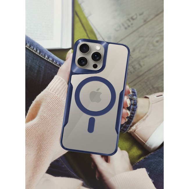CATANES 2 Pack for iPhone 15 Pro Max Case and Screen Protector Magnetic Phone Case Slim Shockproof Cover New Design Electroplated Case Cover Dark Blue