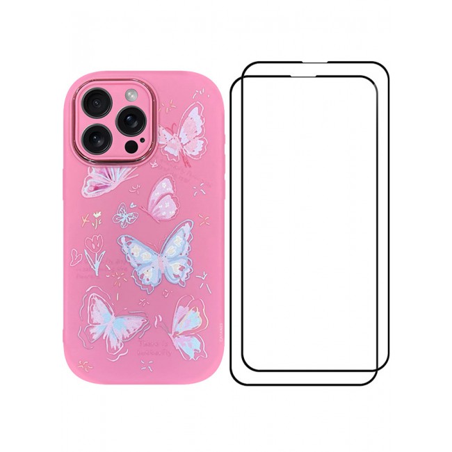 MARGOUN 3 Pack for iPhone 14 Pro Max Case Cover and 2 Screen Protectors Cartoon Case Unique Design for Women Girls with Camera Lens Protection P05