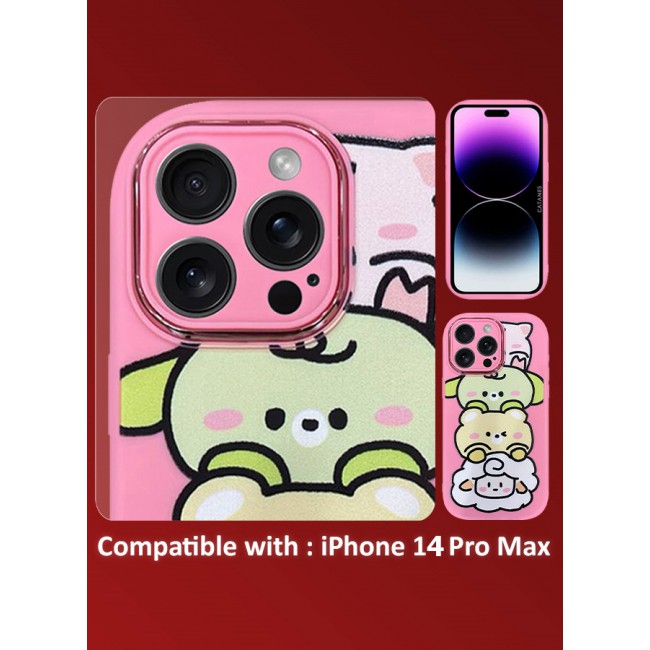 MARGOUN iPhone 14 Pro Max Case Cover Cartoon Case Unique Design for Women Girls with Camera Lens Protection P02