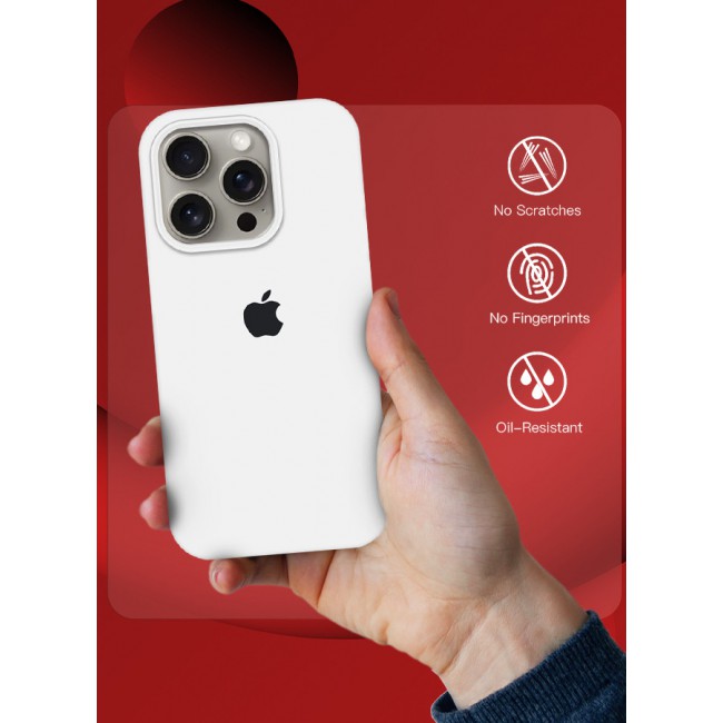 CATANES iPhone 15 Pro Case Silicone Case Full Body Protective Cover Shockproof Slim Phone Case Anti-Scratch Soft Microfiber Lining White