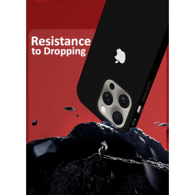 CATANES iPhone 15 Pro Case Silicone Case Full Body Protective Cover Shockproof Slim Phone Case Anti-Scratch Soft Microfiber Lining Black