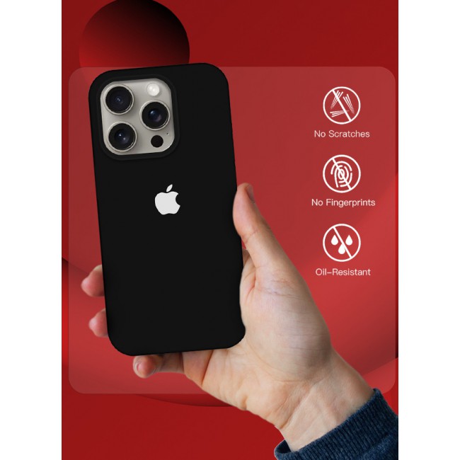 CATANES iPhone 15 Pro Case Silicone Case Full Body Protective Cover Shockproof Slim Phone Case Anti-Scratch Soft Microfiber Lining Black
