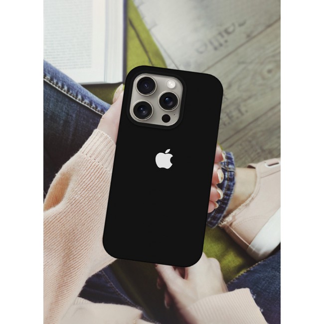 CATANES iPhone 15 Pro Case Silicone Case Full Body Protective Cover Shockproof Slim Phone Case Anti-Scratch Soft Microfiber Lining Black