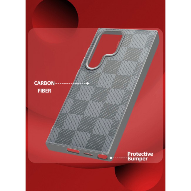 CATANES for Samsung Galaxy S24 Ultra 2 Pack Case Cover and Screen Protector 2024 New Pattern Aramid Carbon Fiber Phone Case Slim Light Design - H