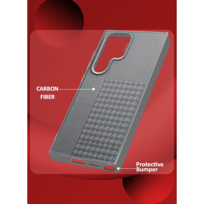 MARGOUN for Samsung Galaxy S24 Ultra 3 Pack Case Cover and 2 Screen Protectors 2024 New Pattern Aramid Carbon Fiber Phone Case Slim Light Design - B