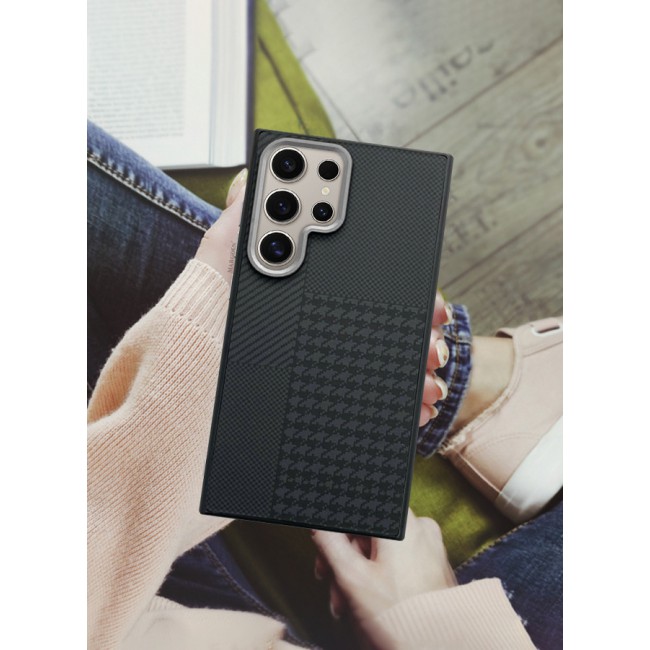 MARGOUN for Samsung Galaxy S24 Ultra 2 Pack Case Cover and Screen Protector 2024 New Pattern Aramid Carbon Fiber Phone Case Slim Light Design -A