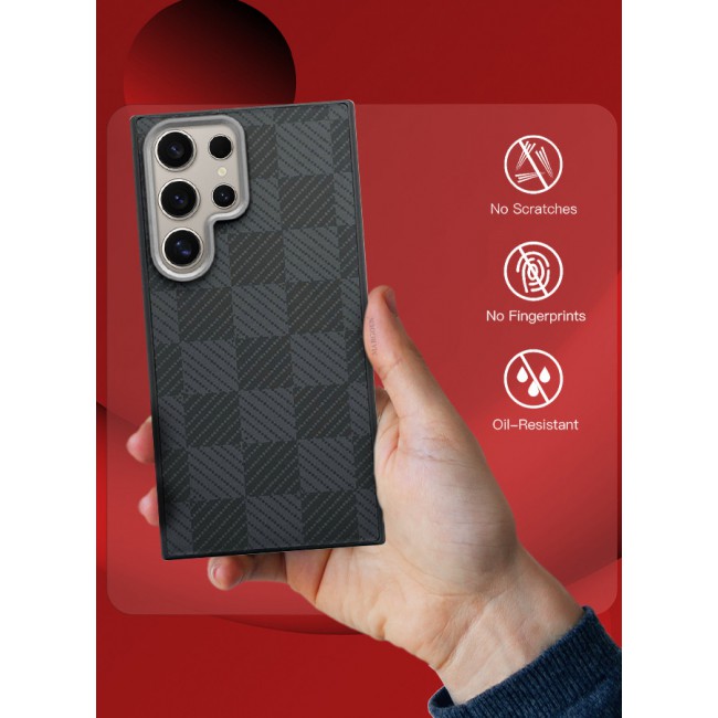 MARGOUN for Samsung Galaxy S24 Ultra 2 Pack Case Cover and Screen Protector 2024 New Pattern Aramid Carbon Fiber Phone Case Slim Light Design - C