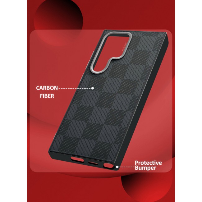 MARGOUN for Samsung Galaxy S24 Ultra 2 Pack Case Cover and Screen Protector 2024 New Pattern Aramid Carbon Fiber Phone Case Slim Light Design - C