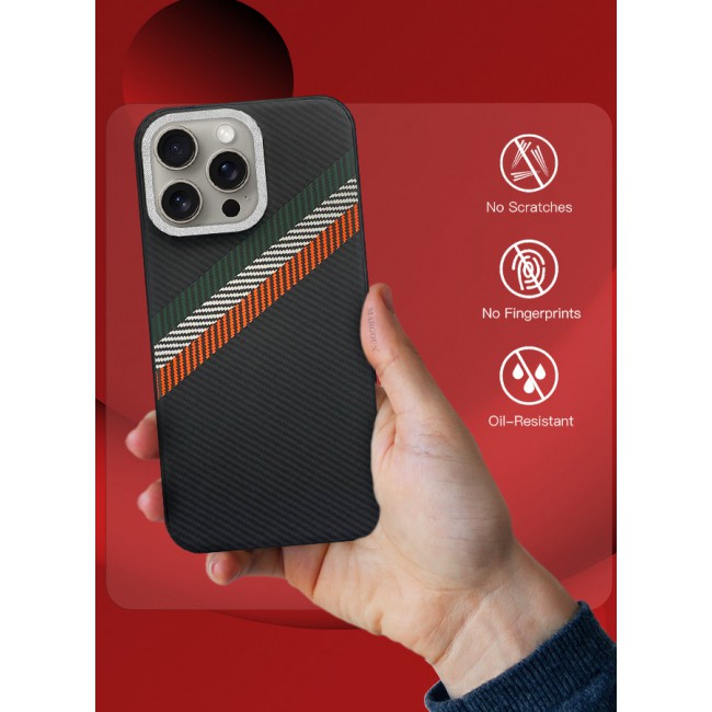 MARGOUN for iPhone 15 Pro 3 Pack Case Cover and 2 Screen Protectors Carbon Fiber Pattern Phone Case Slim Shockproof Back Cover - C