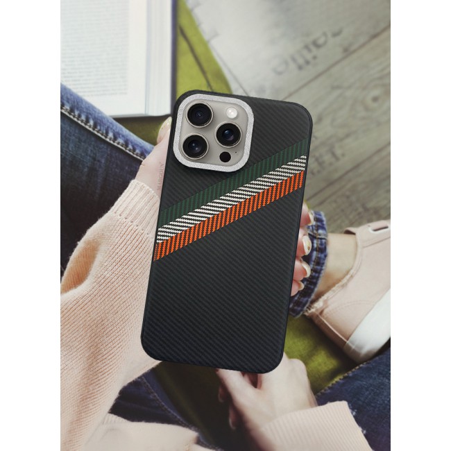 MARGOUN for iPhone 15 Pro 3 Pack Case Cover and 2 Screen Protectors Carbon Fiber Pattern Phone Case Slim Shockproof Back Cover - C