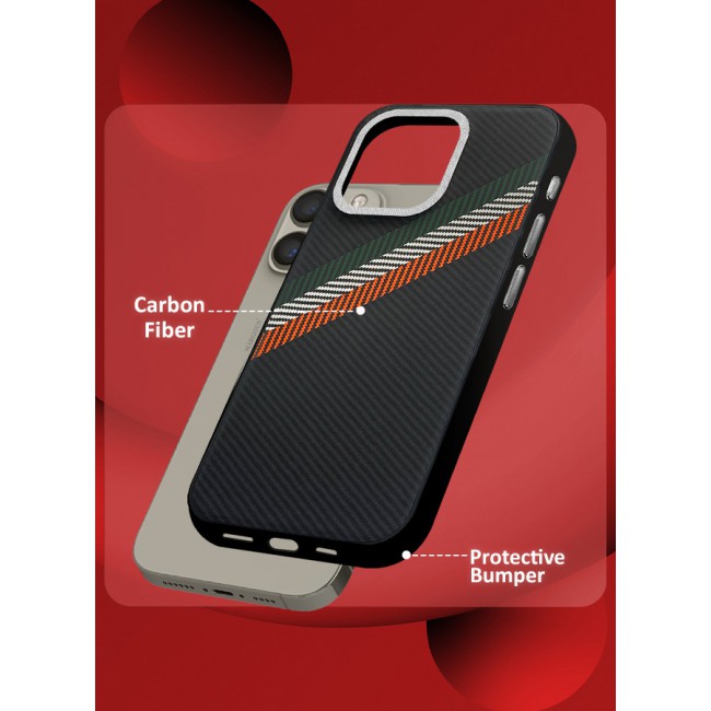 MARGOUN for iPhone 15 Pro 3 Pack Case Cover and 2 Screen Protectors Carbon Fiber Pattern Phone Case Slim Shockproof Back Cover - C