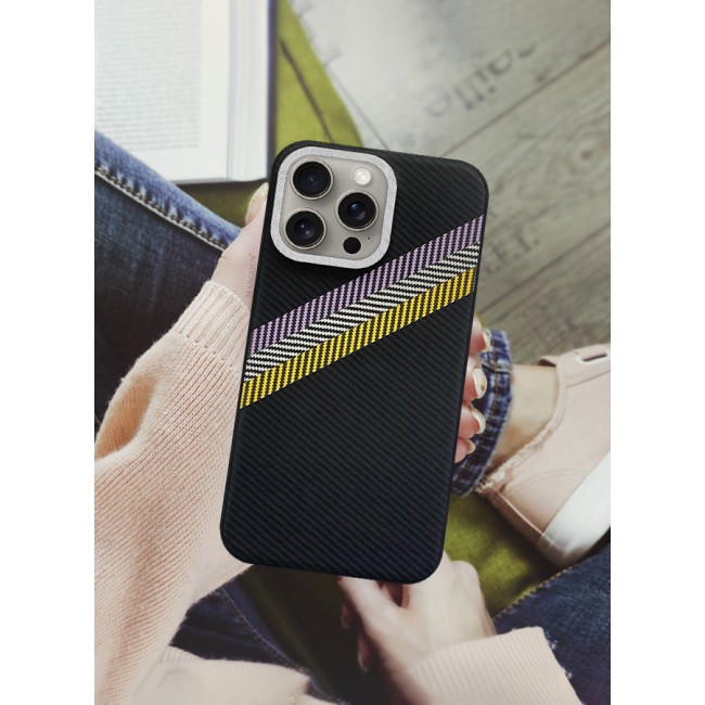 MARGOUN for iPhone 15 Pro Max Case Cover Carbon Fiber Pattern Phone Case Slim Shockproof Back Cover - C
