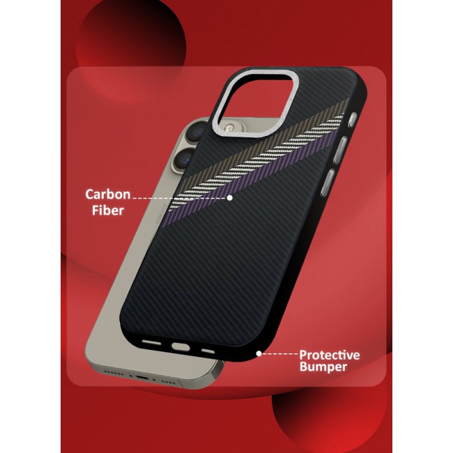 MARGOUN for iPhone 15 Pro Max Case Cover Carbon Fiber Pattern Phone Case Slim Shockproof Back Cover - D