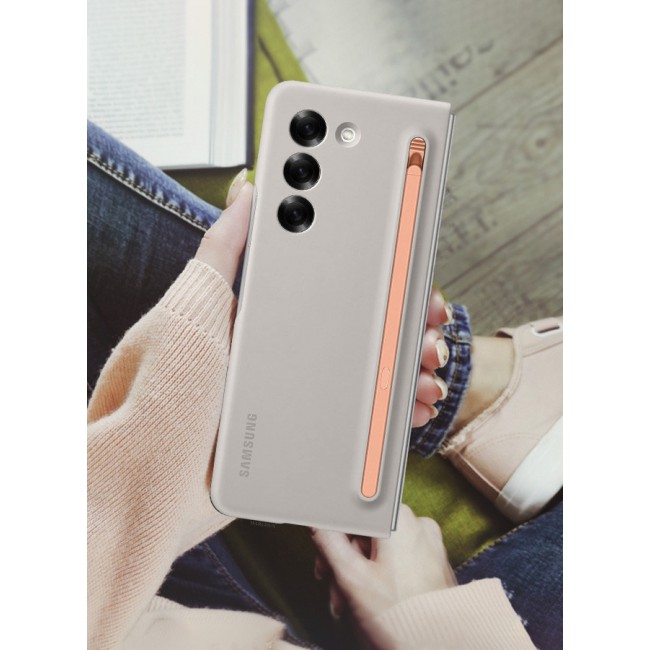 MARGOUN for Samsung Galaxy Z Fold 6 Case with Screen Protector Ultra Hybrid Premium Case with Built-in New Compact S Pen, Holder and Storage Slot for Pen Sand Grey