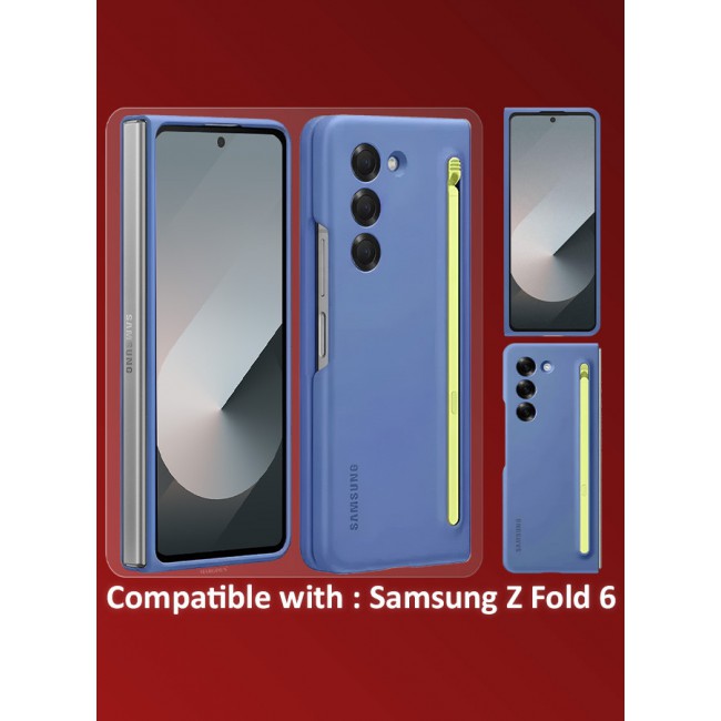 MARGOUN for Samsung Galaxy Z Fold 6 Case with Screen Protector Ultra Hybrid Premium Case with Built-in New Compact S Pen, Holder and Storage Slot for Pen Blue