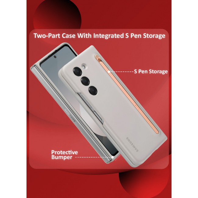 CATANES for Samsung Galaxy Z Fold 6 Case with Screen Protector Ultra Hybrid Premium Case with Built-in New Compact S Pen, Holder and Storage Slot for Pen Sand Grey