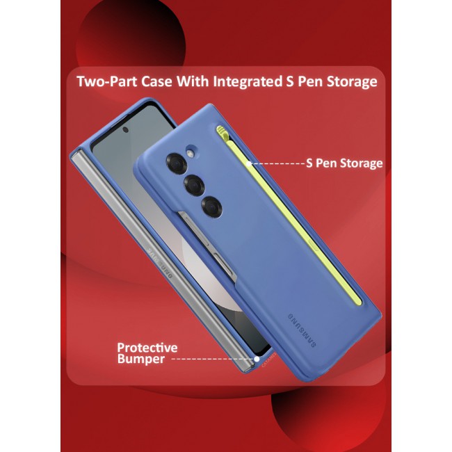 CATANES for Samsung Galaxy Z Fold 6 Case with Screen Protector Ultra Hybrid Premium Case with Built-in New Compact S Pen, Holder and Storage Slot for Pen Blue