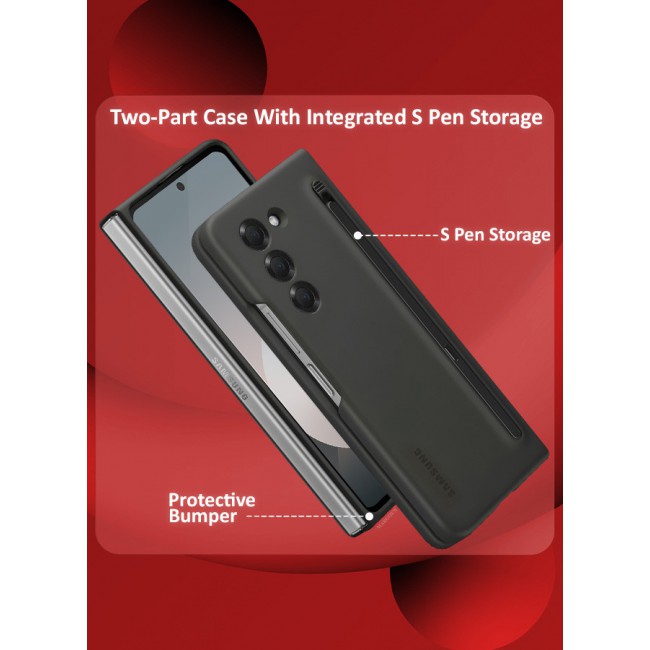 MARGOUN for Samsung Galaxy Z Fold 6 Case with Screen Protector Ultra Hybrid Premium Case with Built-in New Compact S Pen, Holder and Storage Slot for Pen Black