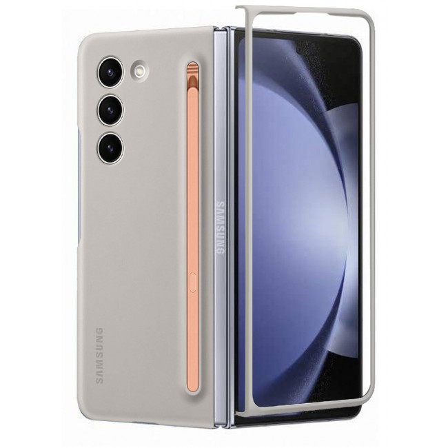 CATANES for Samsung Galaxy Z Fold 5 Case with Screen Protector Ultra Hybrid Premium Case with Built-in New Compact S Pen, Holder and Storage Slot for Pen Sand Grey