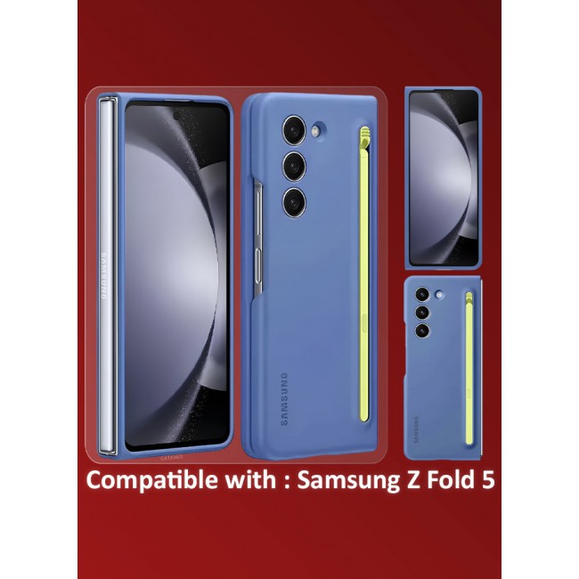 CATANES for Samsung Galaxy Z Fold 5 Case with Screen Protector Ultra Hybrid Premium Case with Built-in New Compact S Pen, Holder and Storage Slot for Pen Blue
